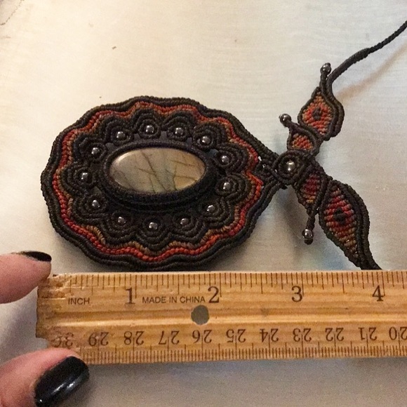 Sold ! labradorite boho macrame necklace - Picture 5 of 8
